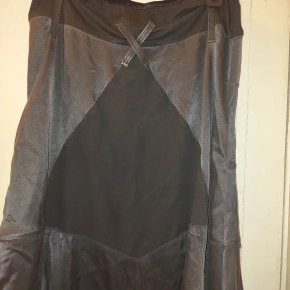 GO By Go Silk Skirt 100% Silk Asymmetrical Hem Midi in Off Black SZ M New $298